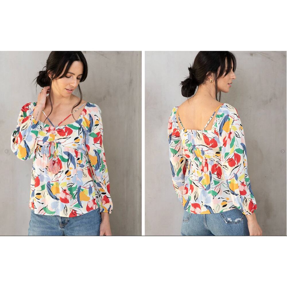 NWOT Lovestitch Jasper Ruched Colorful Top sz. M